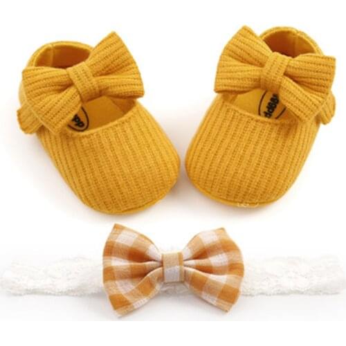 Baby Shoes with Hairband Canvas Spring lace Up Sports Kids Shoes Soft Bottom Anti-slip First Walkers Cute Shoes prewalker 0-18M