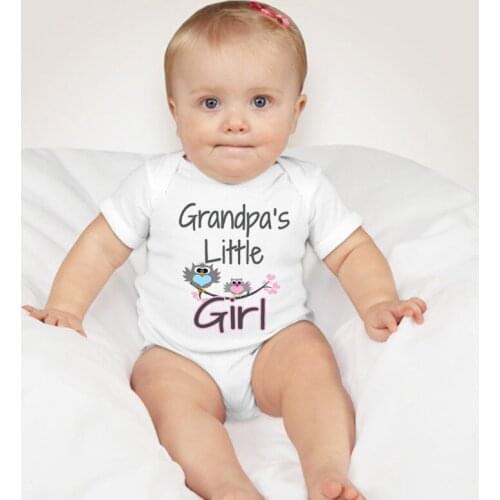 Baby Jumpsuits 0-24M Cotton Newborn Toddler Baby Boys Girl Romper Jumpsuit Clothes Outfit Grandpas Little Girl Print Playsuits