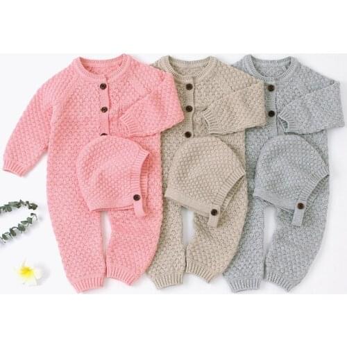 Baby Rompers Long Sleeve Newborn Boys Jumpsuits Autumn Cable Knit Infant Girls Overalls Winter Warm Children Wear Outfits