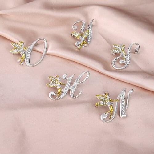 Peri Letter Enamel Pin Fairy "A-Z" 2.7*3.1CM Brooches Plastic Diamond Custom Accessories Backpack Clothes Badge Gift for Friends
