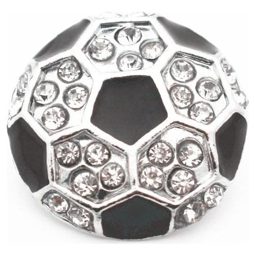Hot selling 10/lot Designs Rhinestone football Snap Buttons 18mm/20mm crystal Snap Jewelry fit Snap Bracelet Bangle Necklaces