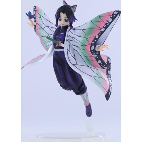 Kawaii Demon Slayer PVC Japan Action Figure Model Toys 20cm Cute Flying Kochou Shinobu Room Decor Ornaments Dolls Gift for Boys
