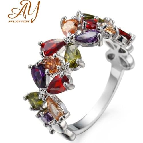 Anillos Yuzuk Vintage 925 Silver Jewelry Ring Multicolor Topaz Gemstone Female Ring For Wedding Party Gift Drop Shipping