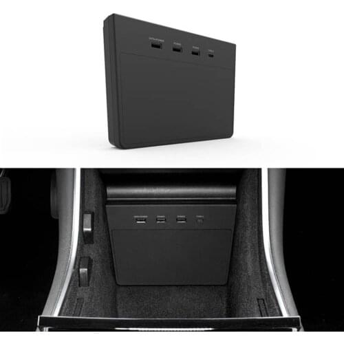 Type C Charging Pad Connector Multi USB Hub 5 Ports SSD Disk Car Interior Center Console Kit Accessories For Tesla Model 3 Y