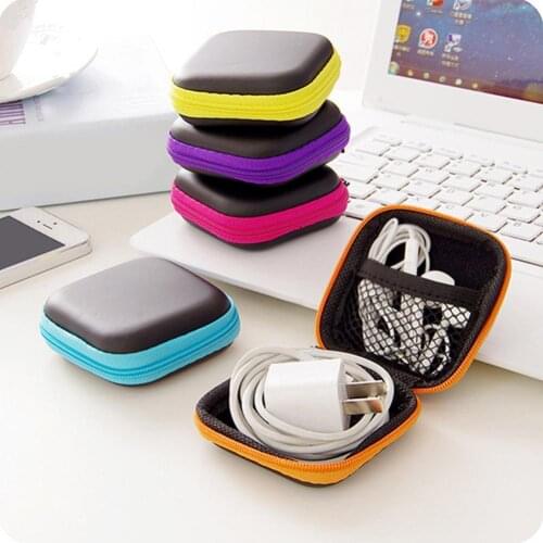 Mini Pocket Hard Case Zipper Storage Bag For Headphone Earphone Earbuds SD Card Cable Accessories