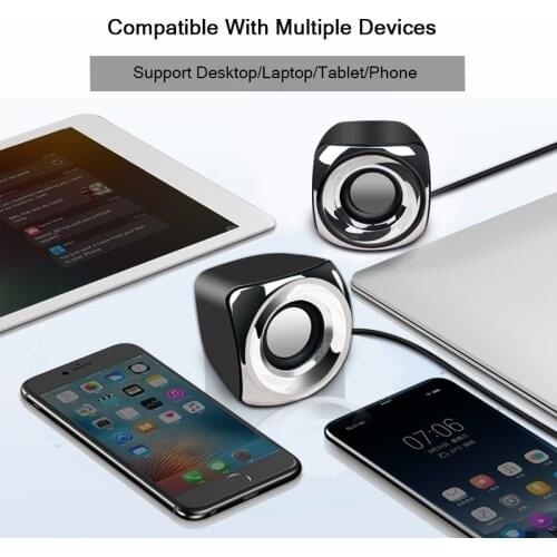 Multimedia Mini Computer Speakers USB Powered Cable 1 Pair of Bass Stereo 3.5MM Audio Jack Notebook 2 Powerful Speakers