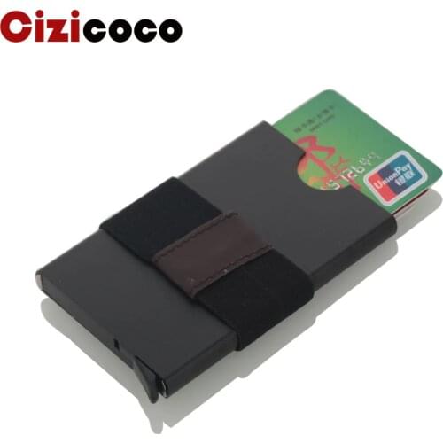 Men Aluminum Wallet With Back Pocket ID Card Holder RFID Blocking Mini Slim Metal Wallet Automatic Pop up Credit Card holder