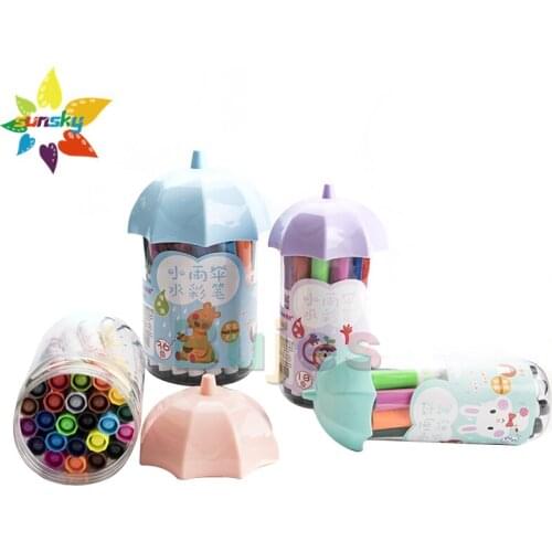 TIANHAO 12/18/24/36 color Fun cartoon umbrella single head monochrome watercolor pen set for childrens washable painting brush