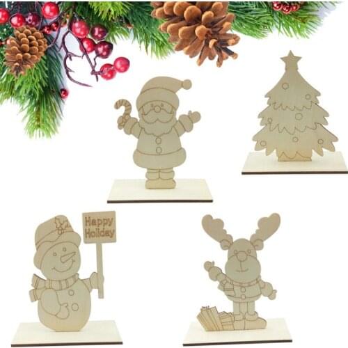 New Year Natural Wood Christmas Ornaments Pendants Table Xmas Tree Decor Home Wedding Decoration