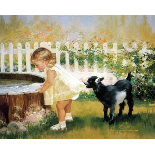 Naughty girl and Dog Cute Child Embroidery Kids Needlework 14CT Counted Unprinted DIY Cross Stitch Kits Handmade Arts Decor
