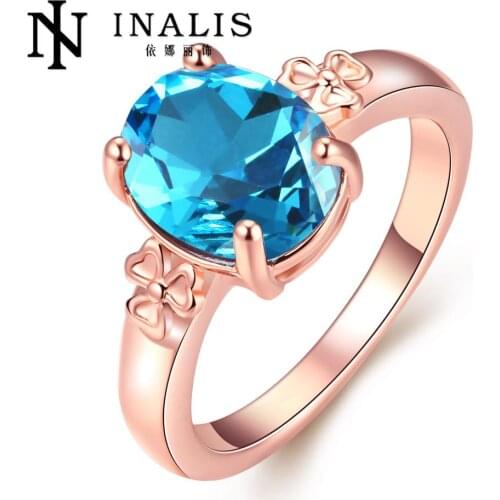 R049-8 Fashion Jewelry Gold color Rings Minimalist Fashion Design Color Zircon Big Crystal Ring For Girl Wedding