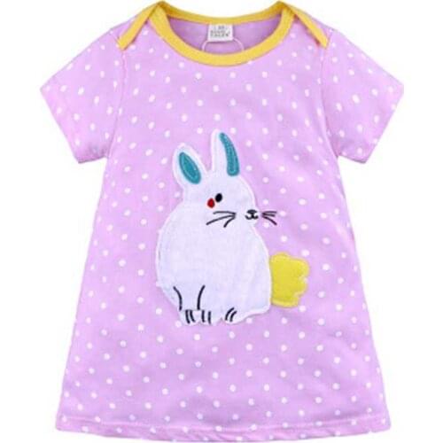 Retail new 2018 Summer dresses Girls Pure Cotton Cartoon Princess Dress Children Short Sleeves Cute Cartoon Dress