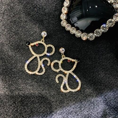 Mouse earrings personality creative earrings Korean temperament net red earrings exquisite metal Hanging Dangle Womens Earrings