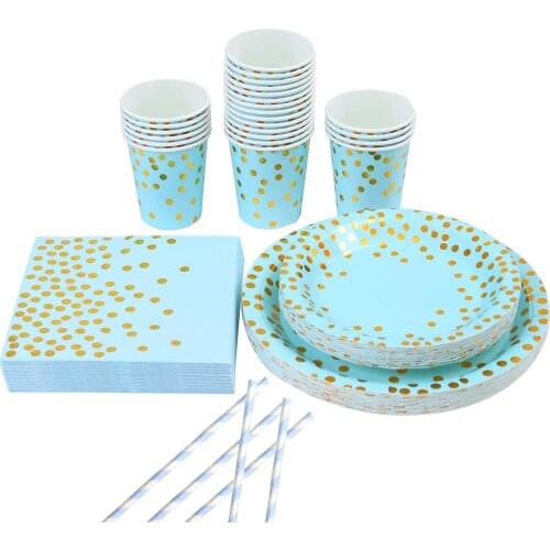 Blue Gold Tableware Baby Shower Supplies Kids Favor Decor Mermaid Party Decor Under The Sea Party Little Mermaid Birthday Party