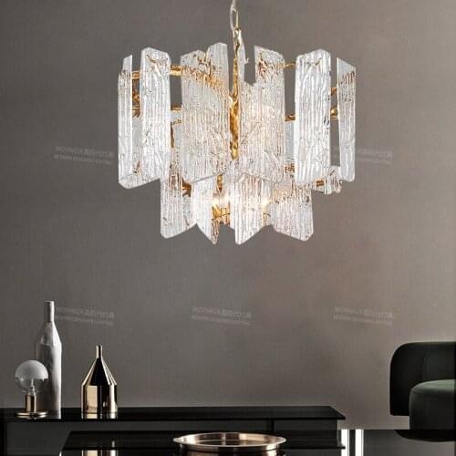 Nordic postmodern creative living room bedroom chandelier light luxury water pattern glass simple dining room study chandelier