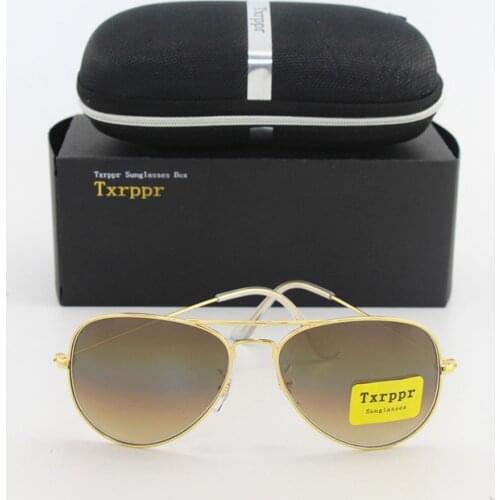 Txrppr Top Quality Fashion Brand Sunglasses Designer Sun Glasses For Men Women Gradient Gold Frame Brown Glass len