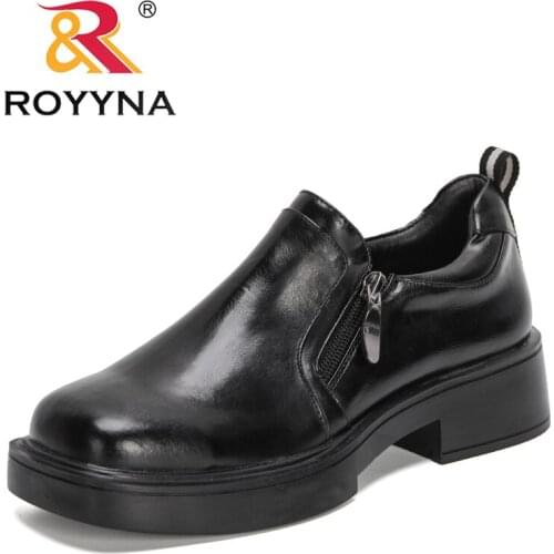 ROYYNA 2021 New Designers Classics Round Toe Office Work Shoes Women Chunky Heels Zipper Pumps Ladies Office Dress Soft Shoes