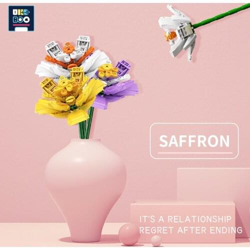 UKBOO City Creator DIY Flowers Crocus Sativus Decorations Building Blocks Set Girls Garden Toys for Friends Children Gifts