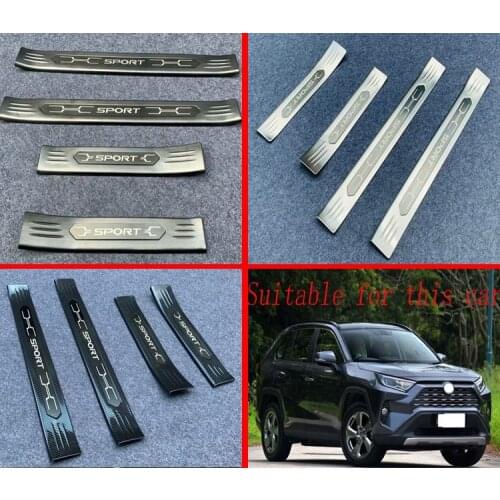 For TOYOTA Rav4 XA50 2019 2020 Stainless Steel Inner Ouside Door Sill Panel Scuff Plate Kick Step Trim Cover Pro
