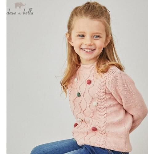 DBM15465-1K dave bella winter baby girls Christmas striped appliques knitted sweater kids fashion toddler boutique tops
