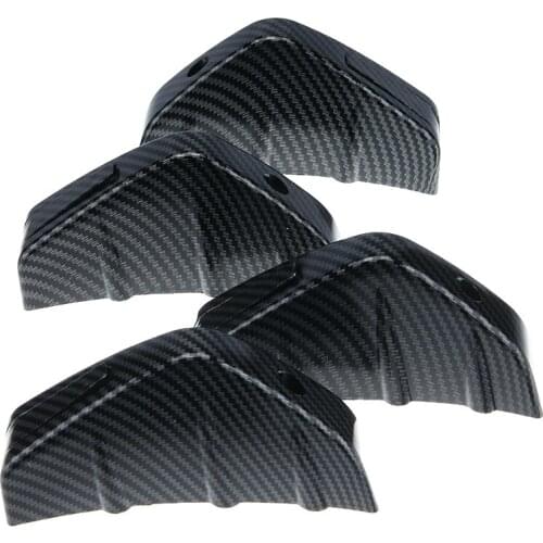 Mayitr 4pcs ABS Plastic Carbon Fiber Look Rear Bumper Diffuser Shark Fin Spoiler Lip 4 Wing Splitter Parts