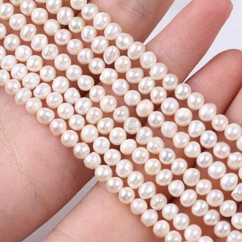 Factory Price 4-4.5mm White Natural Freshwater Potato Shape Pearl String For Jewelry Making