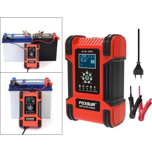 Car Battery Charger 12V 12A 24V 6A Power Automatic Charge Charging EU Plug