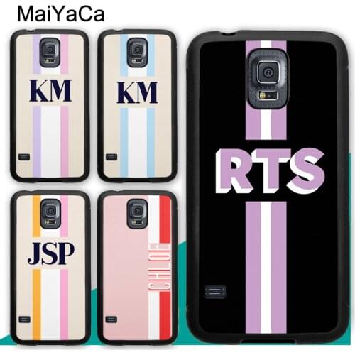 Monogram Initial Stripe Personalized Name Case For Samsung A21S A20e A71 A51 A40 A50 A70 Galaxy S20 Plus S10 S9 Note 20 Ultra