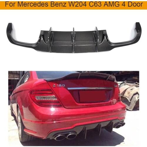 For W204 C63 Carbon Fiber rear lip spoiler Diffuser for Mercedes Benz W204 C63 AMG 4 Door Only 2009 - 2014
