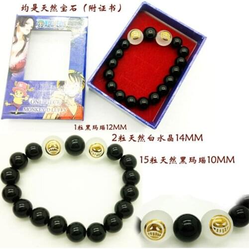 19CM Action Figure Cartoon Ace Red Black PVC All natural Crystal Agate Beads Bracelet Cosplay Accessory Collectible Model Anime