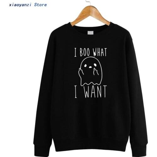 Cotton casual boo funny print women sweatshirts unisex Hoodies fashion winter autumn Pullovers womens Sweatshirt female euu9370