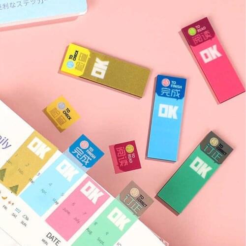 Kawaii Cute Memo Waterproof Tear-off Paper Sticky Note Self-adhesive Bookmark Calendar Paper Sticker Stationery