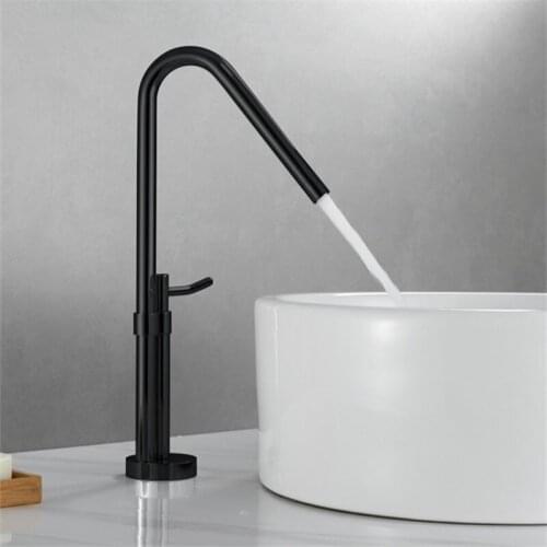 Bathroom Basin Faucets Brass Hot & Cold Sink Mixer Tap Single Handle Deck Mounted Black/Chrome Rotating Lavatory Water Crane