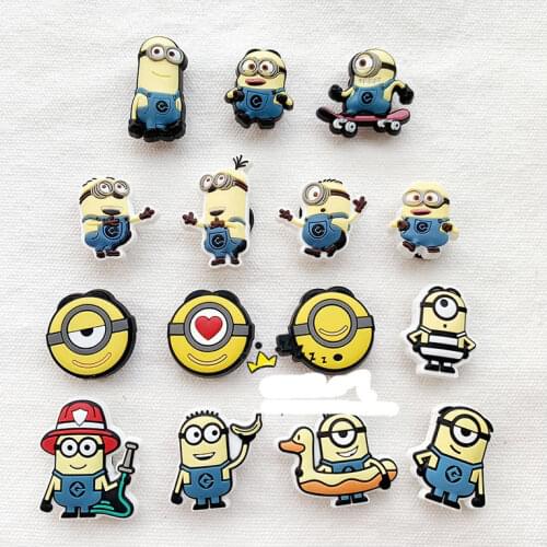 Geniune Cute Shoe Charms Accessories Cartoon Despicable Minionss Yellow Shoes Buckle Decorations for Sandals Charms Kids Gift