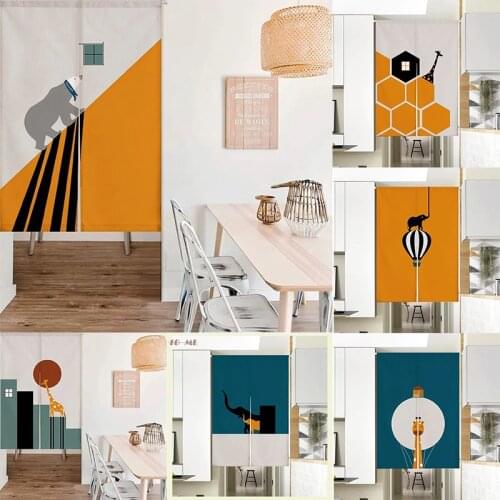 Cartoon Bedroom Partition Fabric Curtain Kitchen Half Panel Curtain Doorway Hanging Curtain Geomantic Curtain Blackout Curtain