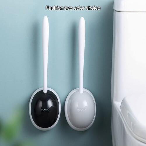 Toilet Brush Plastic Wall Mounted Cleaning Brush TPE Silicone Long Handle Semi-Automatic Cap Toilet Brush Bathroom Cleaning Tool