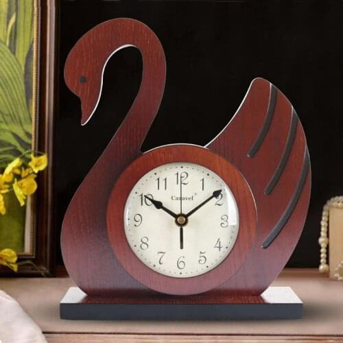 Hot Nordic Swan Silent Table Clock WoodrenBook Shelf Wine Cabinet Desk Hotel Office Table Clolck Vintage TV Cabinet Desk Clock