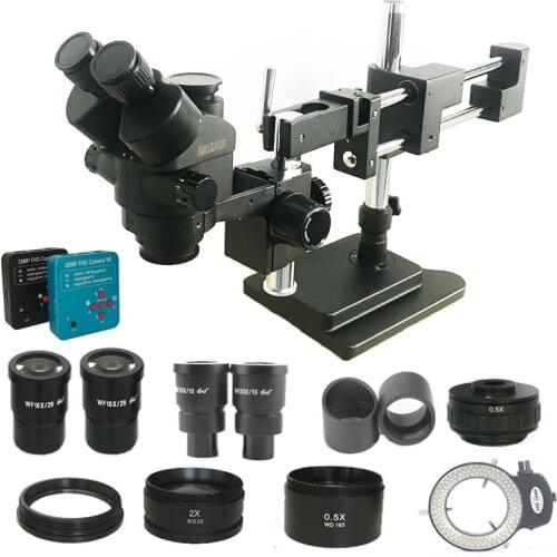Industrial 38MP 2K 1080P microscopio USB digital HDMI Camera 3.5X-180X Double Boom trinocular stereo SMD optical Microscope