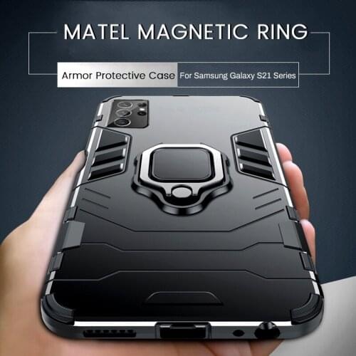 Armor shockproof coque for samsung galaxy s21 s 21 ultra plus s21ultra s21plus s21+ 5g case magnetic matel stand safe ring cover