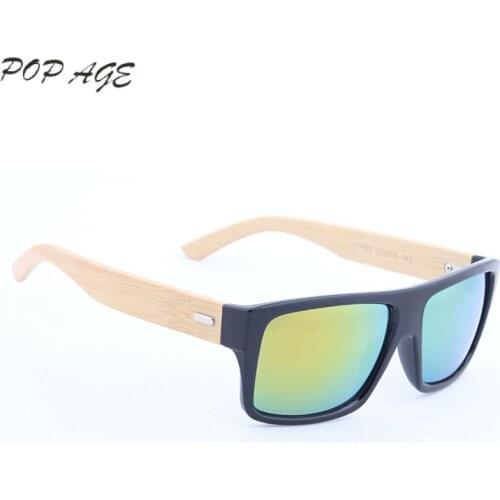 GREENBUY oculos de sol feminino Black Frame Yellow Mirror Bamboo Sunglasses Logo Eco Dragon Sunglasses Men Women Brand Designer