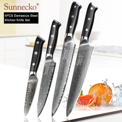 SUNNECKO Damascus Chef Utility Slicing Paring Knife High Quality Japanese Kitchen Knives G10 Handle Sharp Meat Fruit Cutter Tool