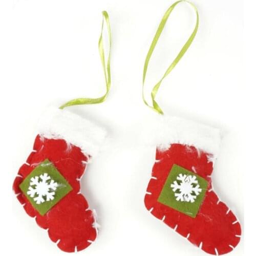 Cheap Christmas ornament 1 set hanging sock fabrics Christmas tree decoration for home cloth craft christmas gift
