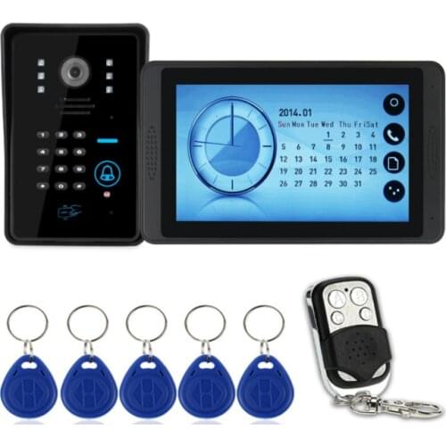 MOUNTAINONE New Arrival Ultra-thin Home Security Doorbell 7" Touch Screen Video Door Phone Support Max 32GB+700TVL HD IP55 FRID Camera Password&ID Card unlocking function