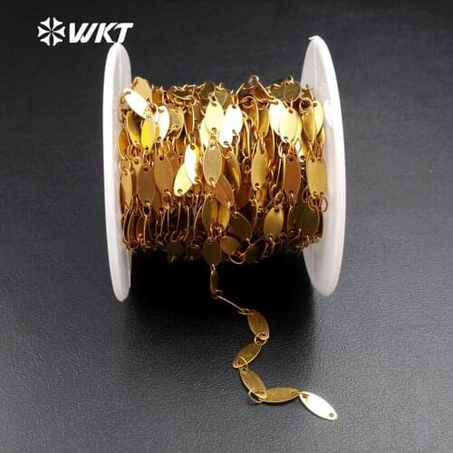 WT-BC108 Wholesale Fashion 10 Meter oval tablet Chain with Go Electroplated domino effect Gold oval chip Chain For Women Jewelry