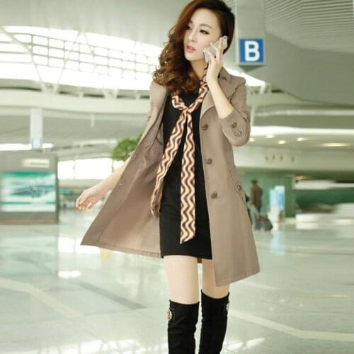 Khaki Slim Trench Coat Para As Mulheres Single Breasted Causal Long Coat Female Spring Autumn Windbreaker Womens Coat