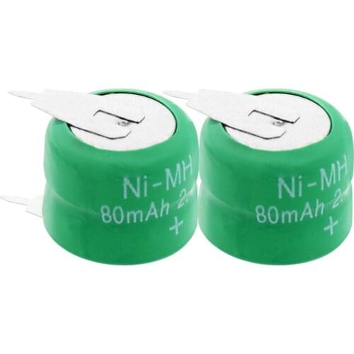 1/2/4/6/8/10Pcs 2.4V 80H 80mAh Ni-MH Nimh Button Battery Pack Coin Cell Replacement Batteries Rechargeable 80H Coin Batteries