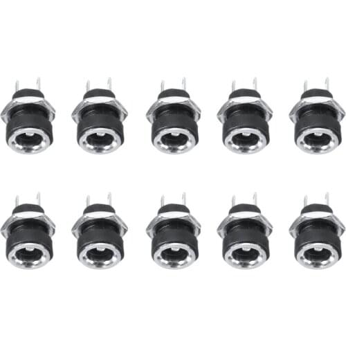 10pcs DC Power Jack Socket Female Panel Mount Connector 5.5x2.1mm DC Power Connectors Electrical Supplies Plug