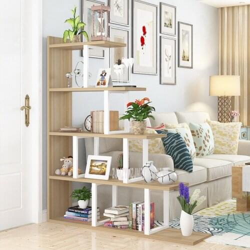 140cm Step-shape Floor Bookshelf Modern Living Room Partition Decorative Display Shelf Wood Organize Storage Bookshelf L
