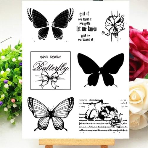14x18CM butterfly shadow Transparent Seal Clear Stamps Silicone Seal Roller Stamps DIY Scrapbook Album / Card Production Easter