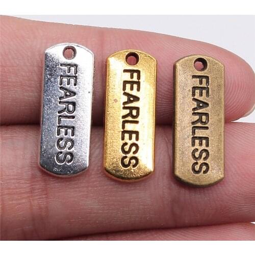 20pcs 21x8mm Charm Fearless Tag 3 Colors Fearless Tag Charms Fearless Tag Pendant Charms For Jewelry Making